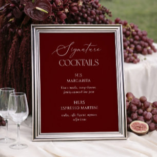 Póster de cócteles característicos para bodas de B
