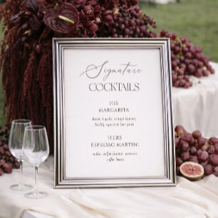 Póster de cócteles emblemáticos de boda Ivory & Br