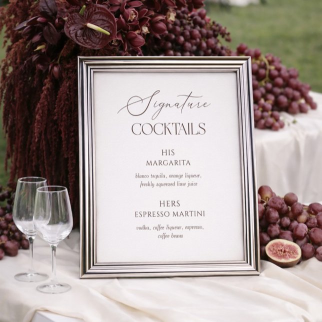Póster de cócteles emblemáticos de boda Ivory & Br (Subido por el creador)