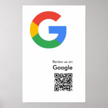Póster de código QR de reseñas de Google moderno y