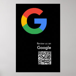 Póster de código QR de reseñas de Google moderno y