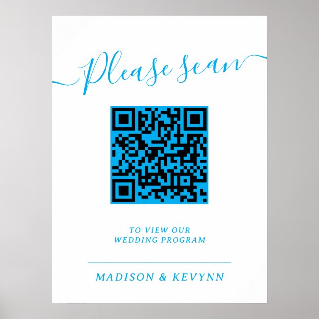 Póster de código QR del programa de boda (Frente)