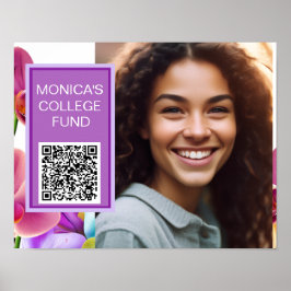 Póster de código QR personalizado de orquídeas