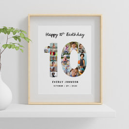Póster de Colaje de Fotos del Número de Cumpleaños