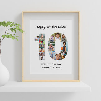 Póster de Colaje de Fotos del Número de Cumpleaños