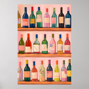 Póster de Colección de Vino Colorido, Carrito de B
