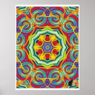 Póster de Collage Cinético de Fideos Kaleidoscopio