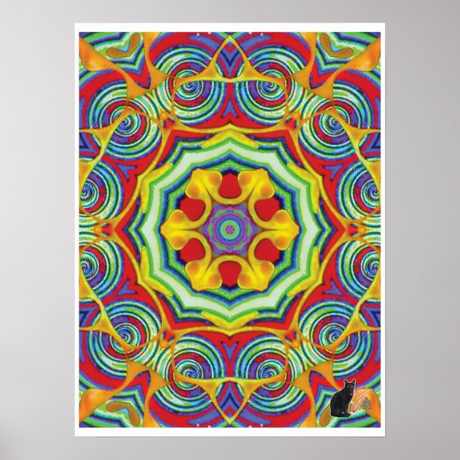 Póster de Collage Cinético de Fideos Kaleidoscopio (Frente)