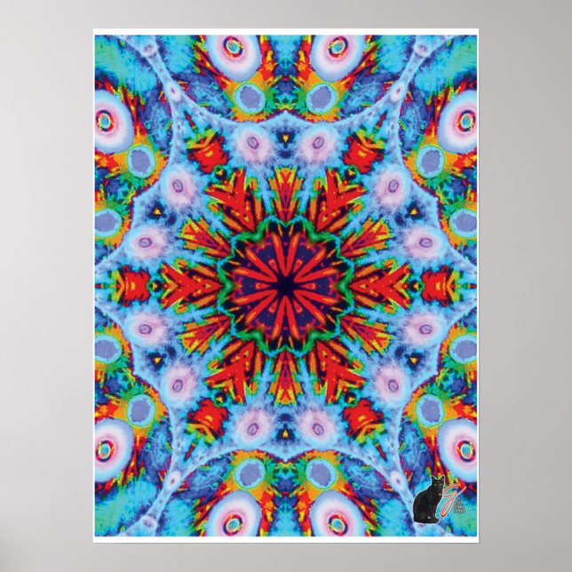 Póster de Collage Cinético Verdegris Kaleidoscopio (Frente)