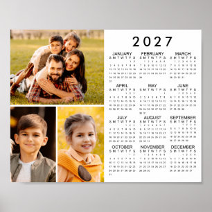 Póster de Collage de 3 Fotos del Calendario Simple
