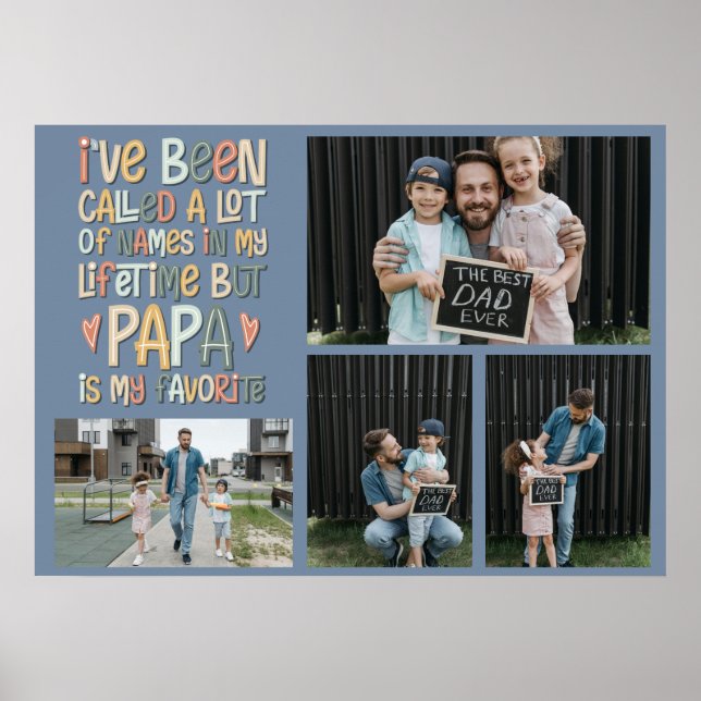 Póster de Collage de 4 Fotos del Día del Padre (Frente)