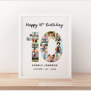 Póster de Collage de Foto del Número de Cumpleaños