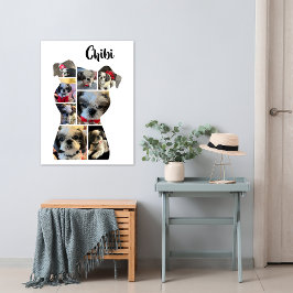 Póster de collage de fotos con forma de perro
