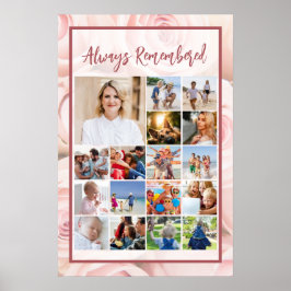 Póster de Collage de Fotos conmemorativas con Rosa