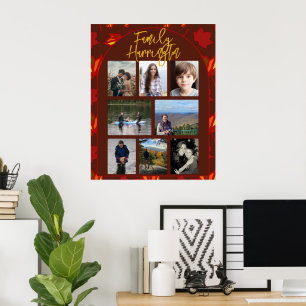 Póster de Collage de Fotos de Familia de Hojas de 