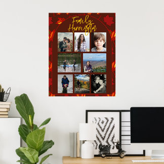 Póster de Collage de Fotos de Familia de Hojas de 