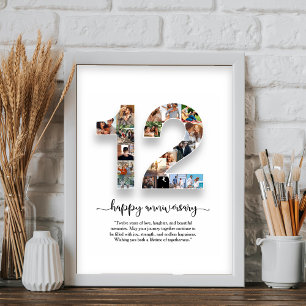 Póster de collage de fotos del 12º aniversario