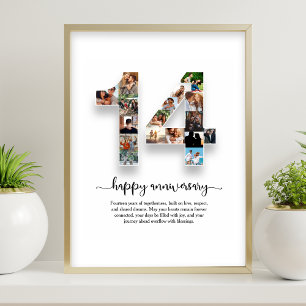 Póster de collage de fotos del 14º aniversario