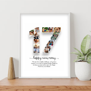 Póster de collage de fotos del 17º aniversario