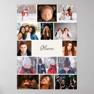 Póster de Collage de Fotos Personalizadas con Nomb