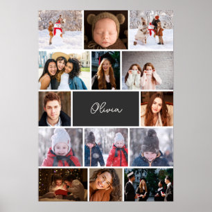 Póster de Collage de Fotos Personalizadas con Nomb