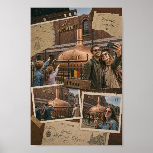 Póster de Collage de Tarjeta Postal de Cervecería  (Frente)