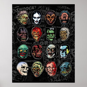 Póster de Color de Máscaras de Monstruos – Hallowe