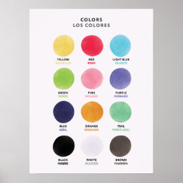 Póster de colores en español bilingüe para niños