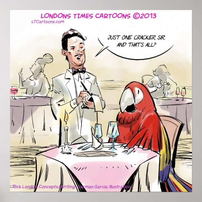 Póster de Comedor de Lujo de Loro Divertido (Frente)