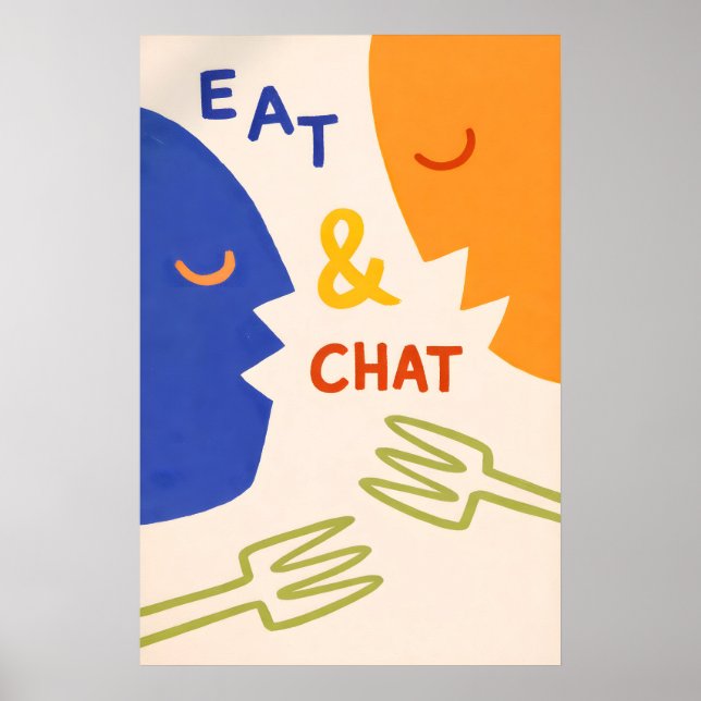 Póster de Comer y Charlar, Pared de Cocina Abstrac (Frente)