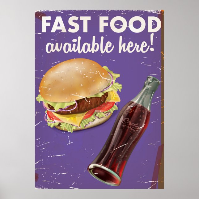Póster de comida vintage de comida estadounidense. (Frente)
