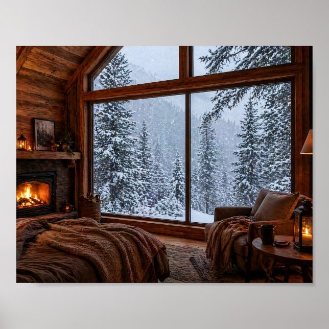 Póster de Comodidad de Cabaña de Invierno (Frente)