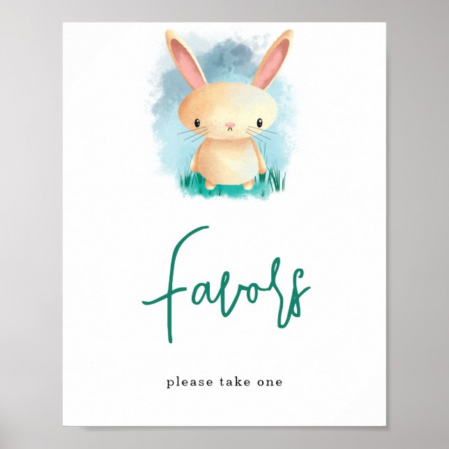 Póster de conejito de agradecimiento / favores (Frente)