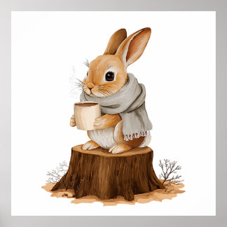 Póster de conejo acogedor del bosque | Conejo lind