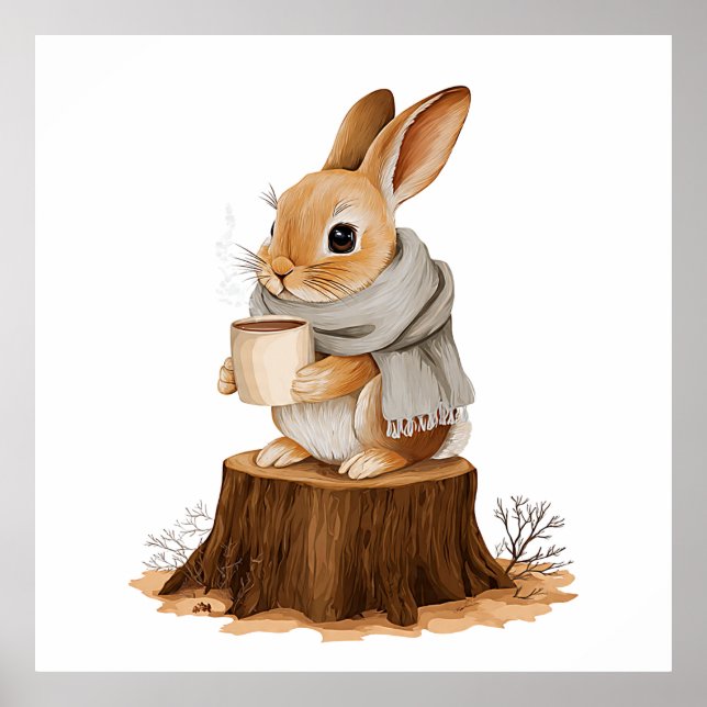 Póster de conejo acogedor del bosque | Conejo lind (Frente)