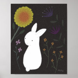 Póster de conejo animal arte de pared jardín de fl