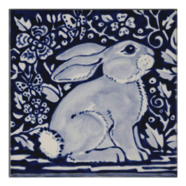 Poster de Conejo Azul y Blanco China Dedham Tile A