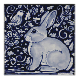 Poster de Conejo Azul y Blanco China Dedham Tile A