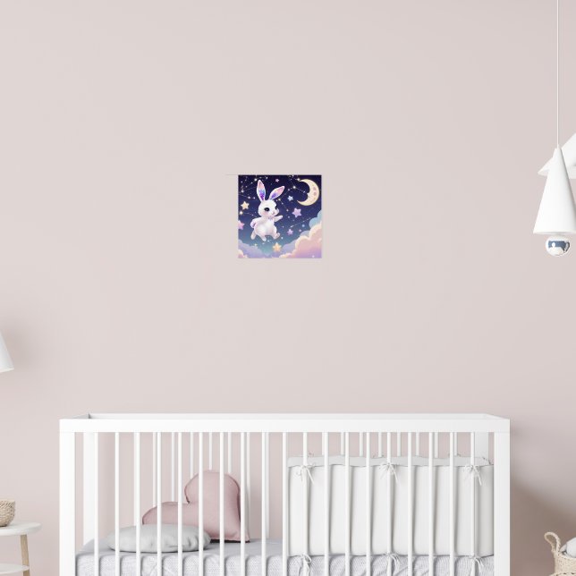 Póster de conejo celestial – conejo pastel kawaii (Guardería 2)