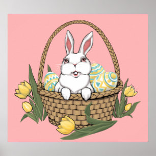 Poster de conejo de Pascua con decoración Fiesta