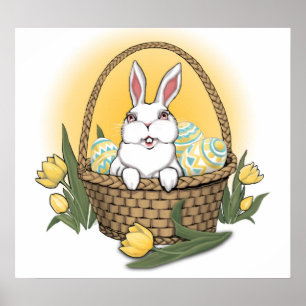 Poster de conejo de Pascua con decoración Fiesta