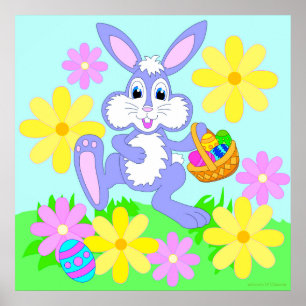 Póster de conejo de Pascua feliz