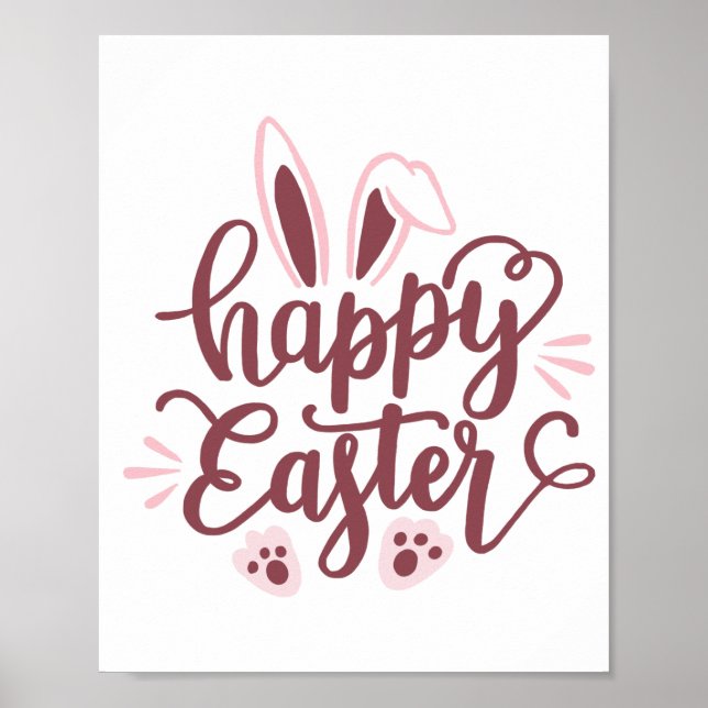 Póster de conejo de Pascua feliz – Fiesta primaver (Frente)