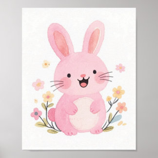 Póster de conejo rosa