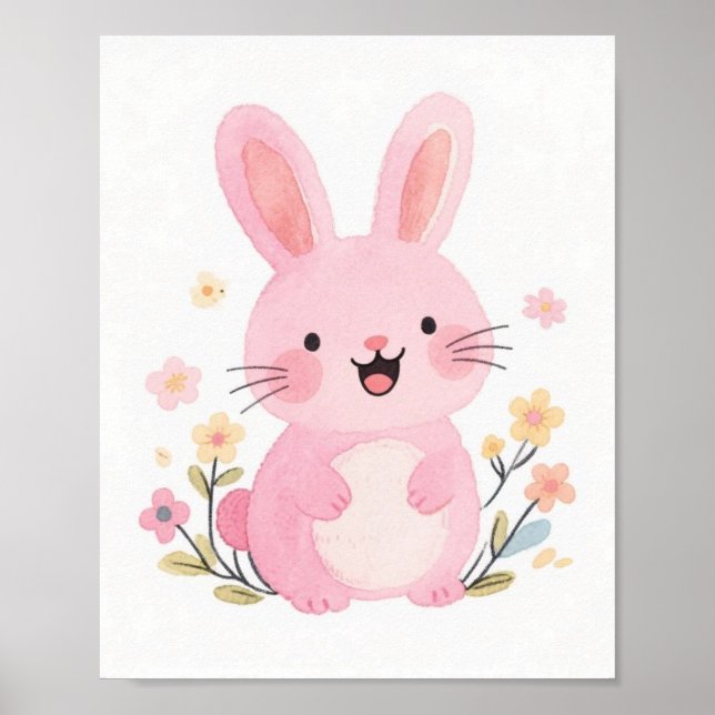 Póster de conejo rosa (Frente)