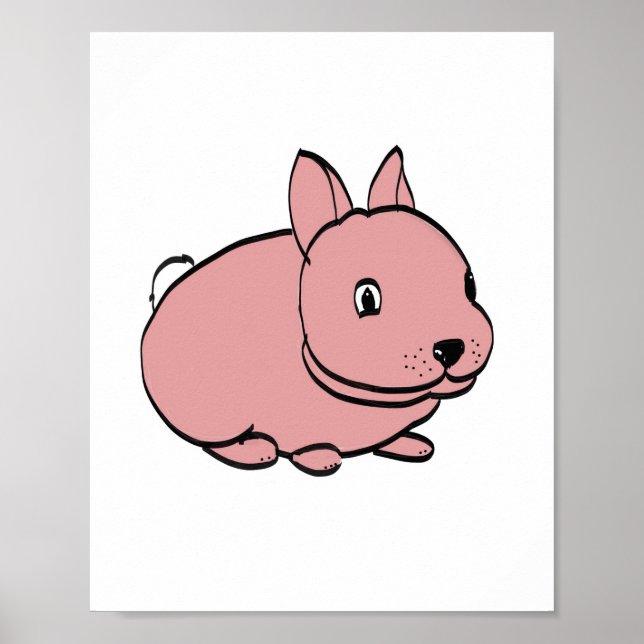 Póster de conejo rosa (Frente)