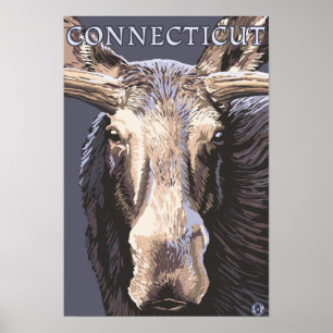 Póster De ConnecticutMoose cierre para arriba
