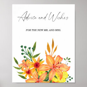 Póster de consejos y deseos florales para recién c
