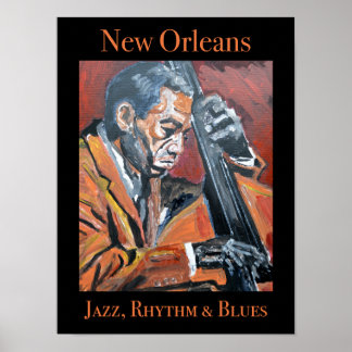Póster de contrabajista de Nueva Orleans