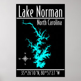 Póster de Coordenadas del Mapa del Lago Norman Car